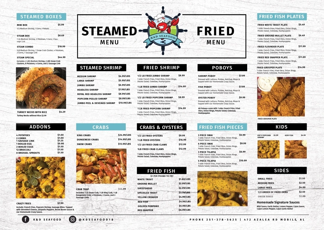 P&L Seafood — Menu — Marketing Design project preview